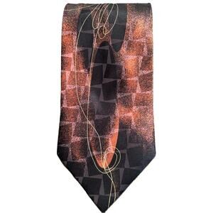Vtg Laurant Benon Paris‎ Mens Silk Tie 3.75” Handmade Smooth Abstract Black Art